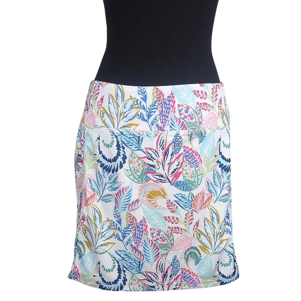 18 Birdies Floral Golf/Tennis/Pickleball Size L Athletic Skirt Built-In Short